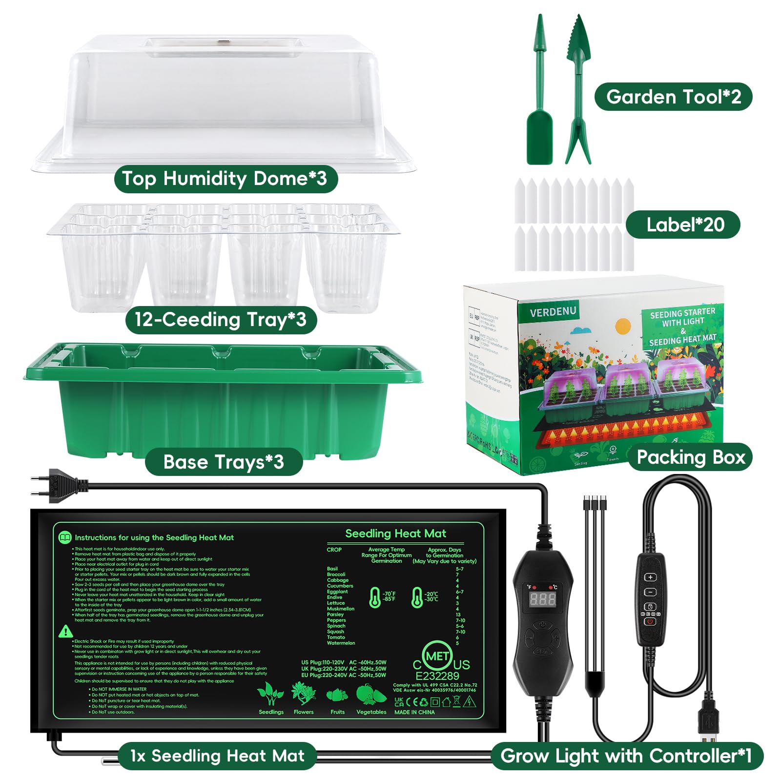 Verdenu seedling tools package includes essentials for a smooth start.