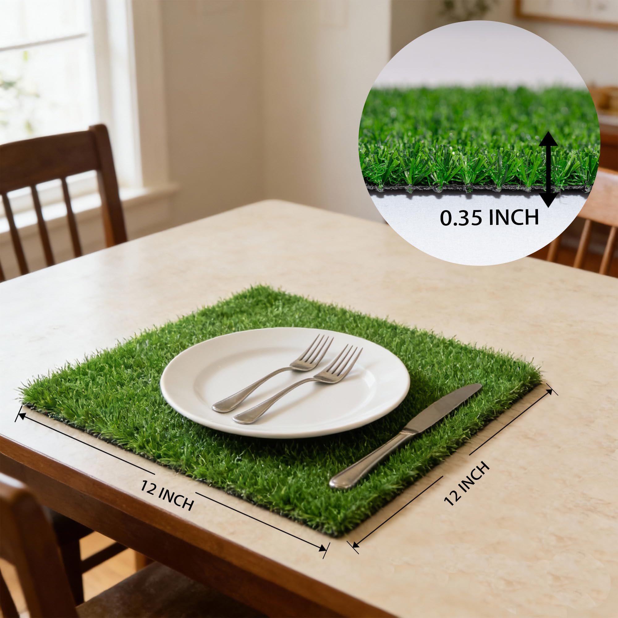 VERDIGRASS table-decoration grass mat demonstrates forest inspired ambience for dining.