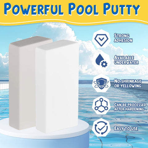 Vereclue pool putty bonds to tile, fiberglass, and concrete for lasting seals.