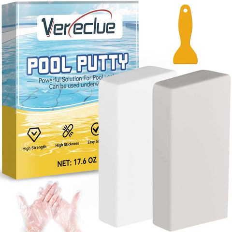 Vereclue Pool Putty underwater application seals cracks without draining the pool.