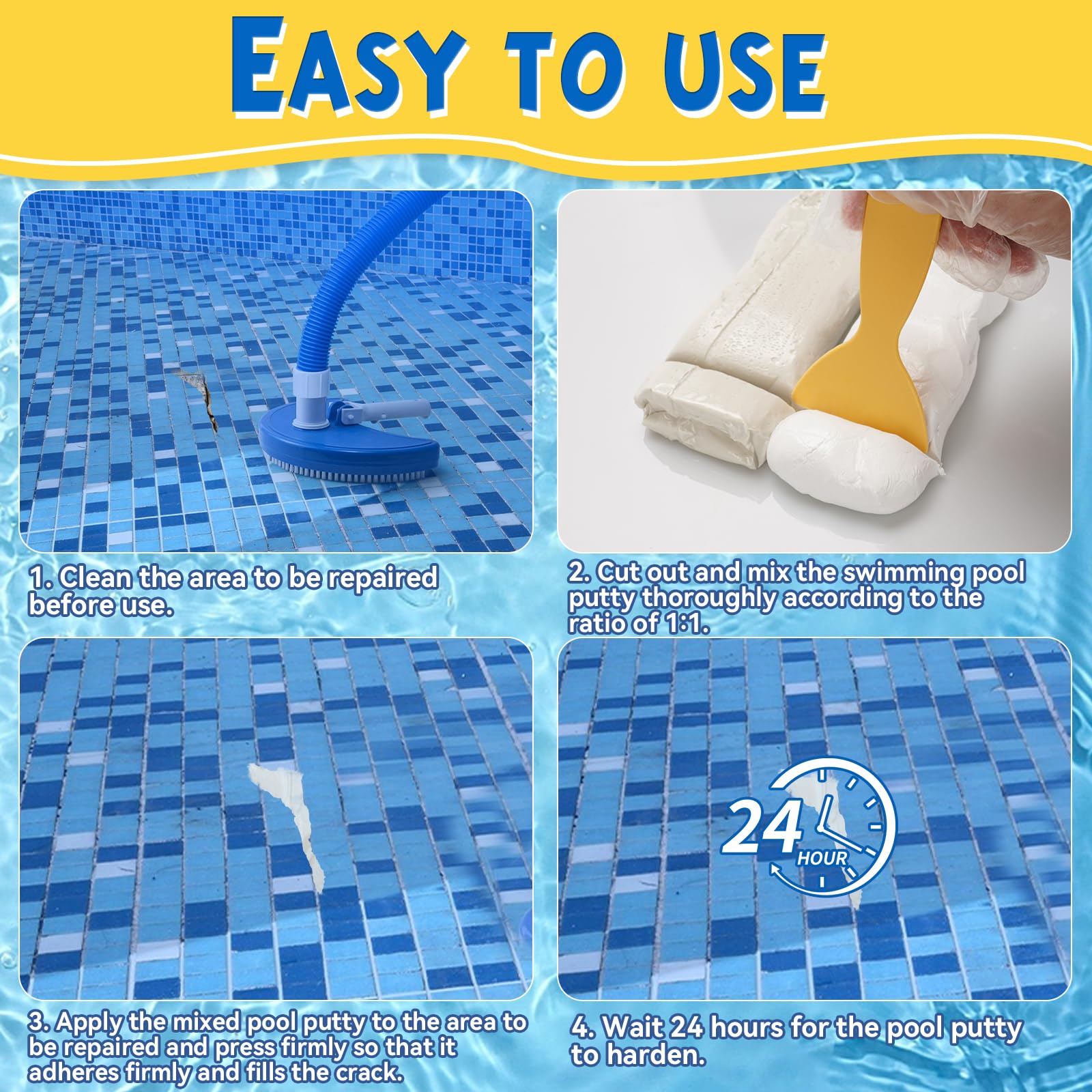 Vereclue works on wet or dry surfaces, ideal for tubs and pipes.