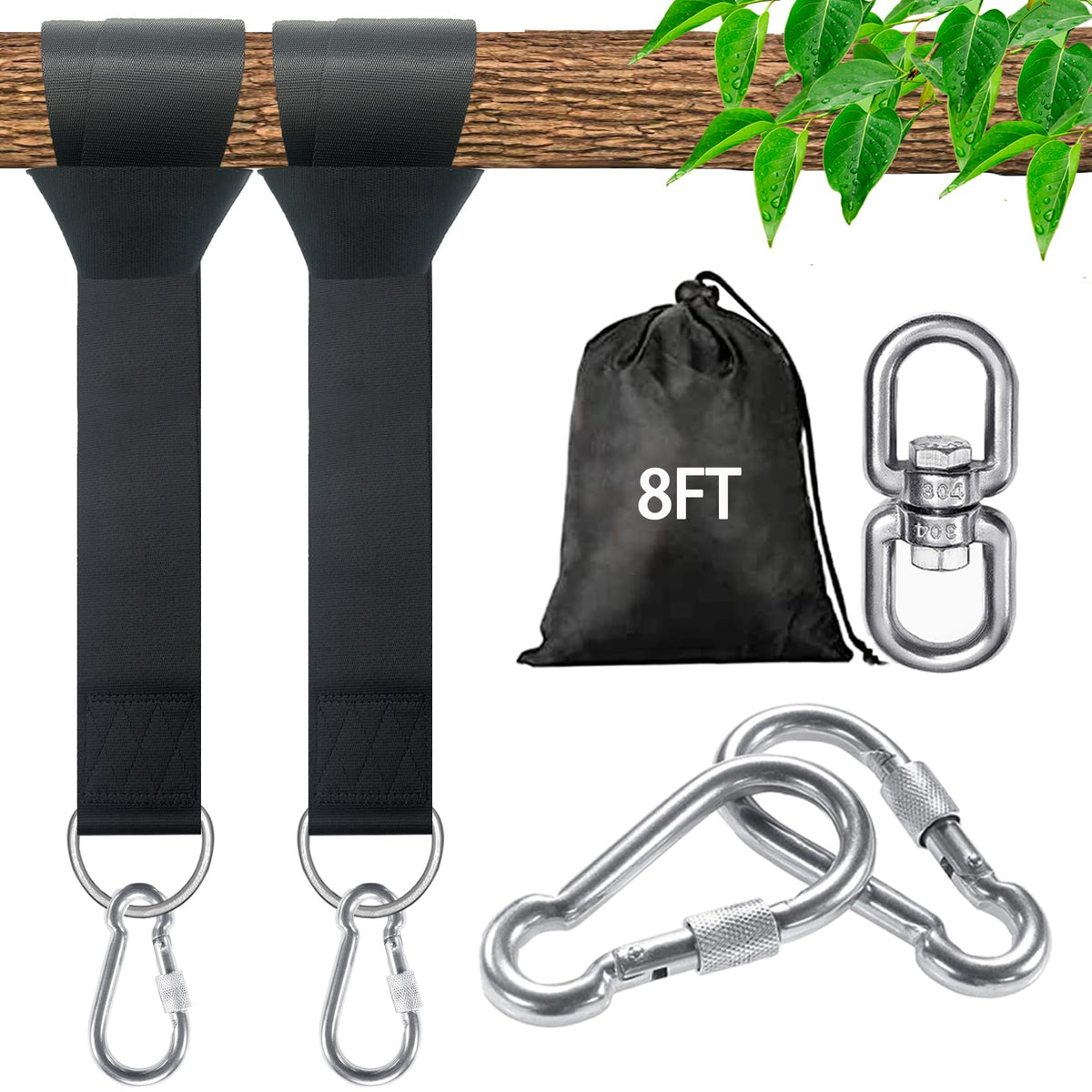 Veriluck tree swing straps setup overview showing quick, tool-free installation
