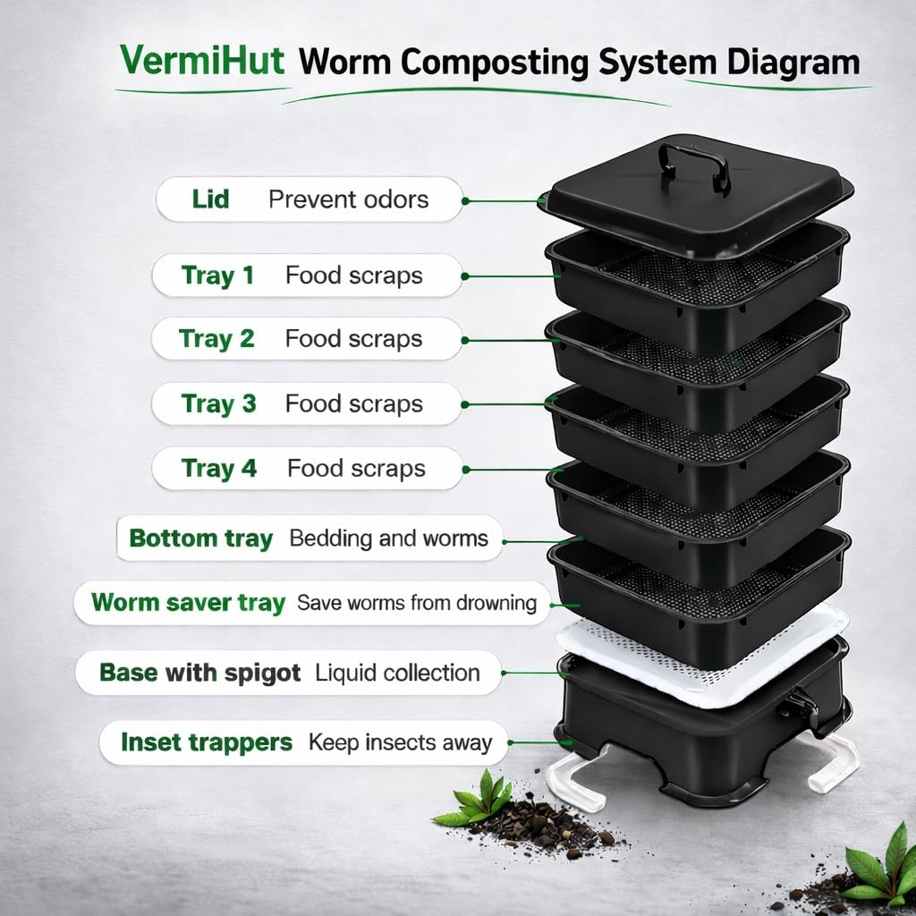 VermiHut Plus lid with V-Board and coconut mat supports airflow and moisture balance.