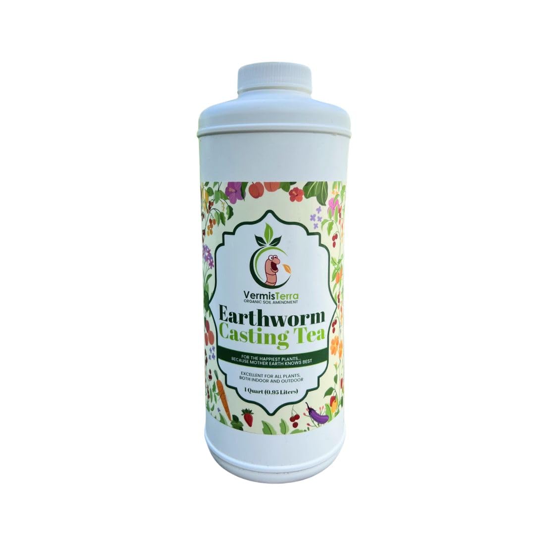 VermisTerra Worm Tea bottle closeup highlighting organic soil nutrients