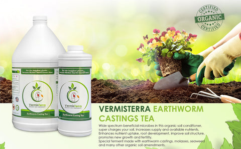 Container garden using VermisTerra Worm Tea to reduce drought stress
