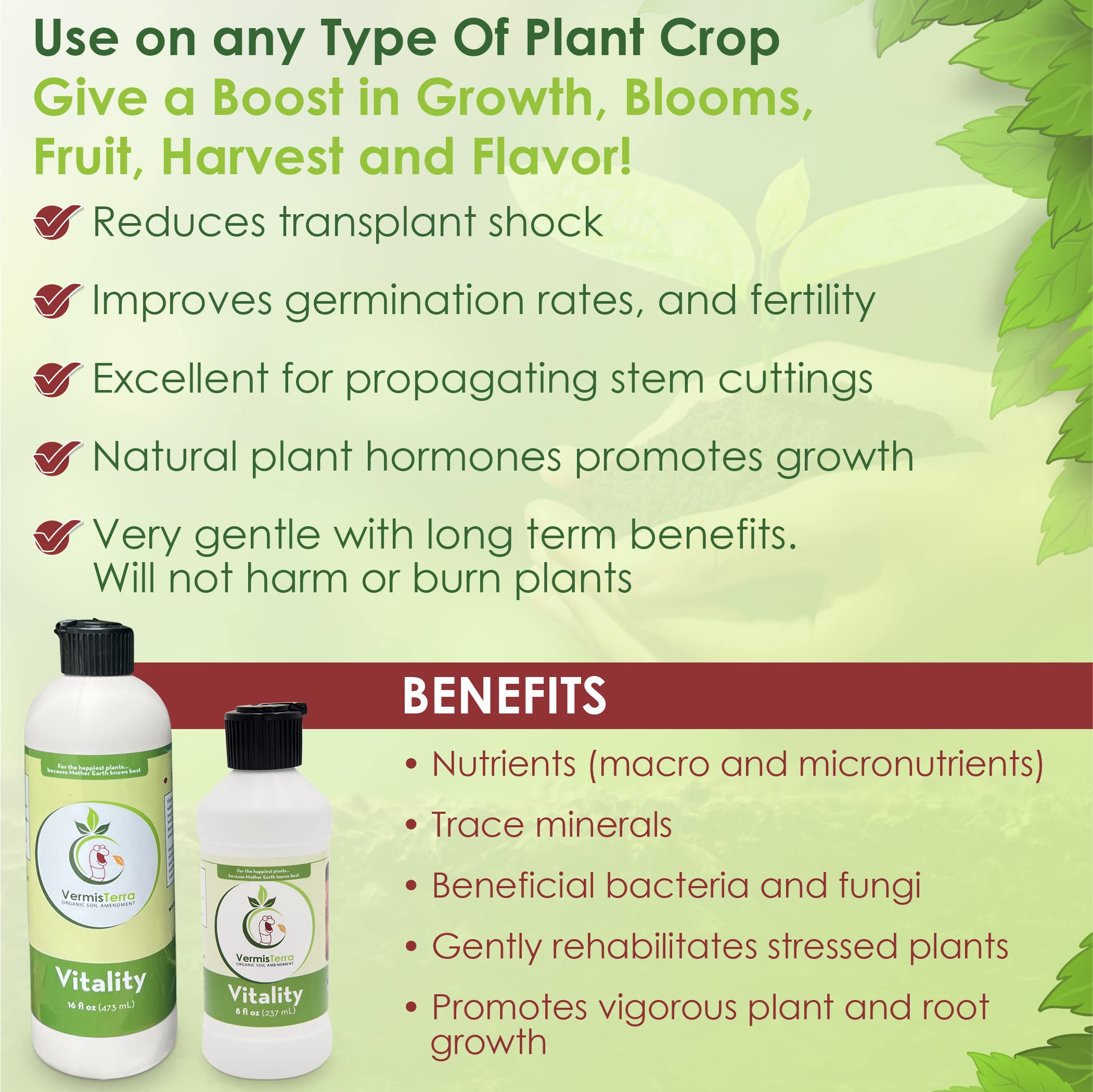 VermisTerra Vitality transplant-shock helps plants settle after transplant.