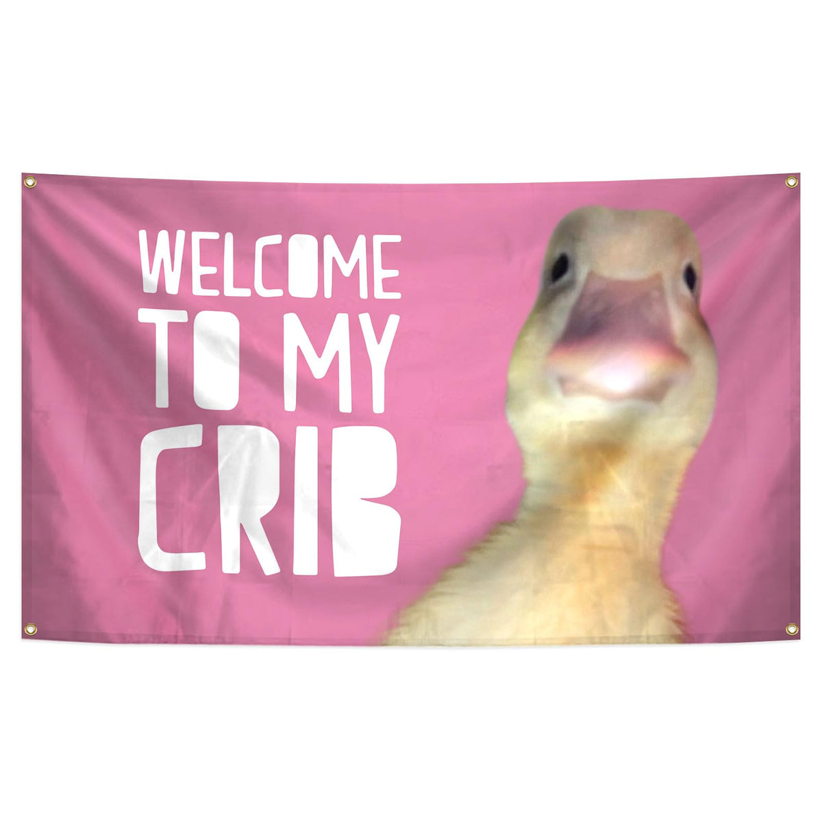 verrlia Welcome To My Crib flag pink, ideal for dorm room decor