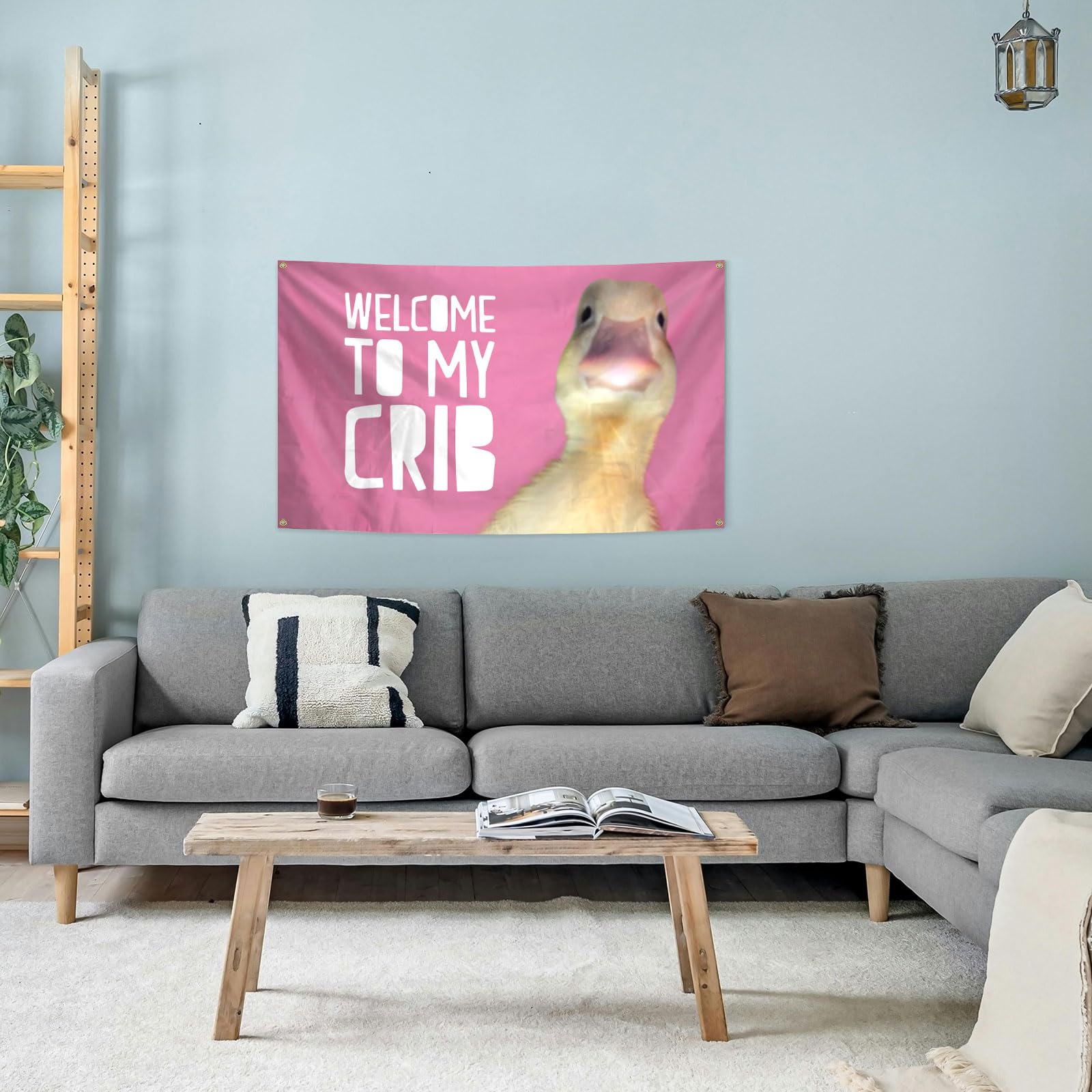 verrlia pink flag used as dorm decor and bedroom accent
