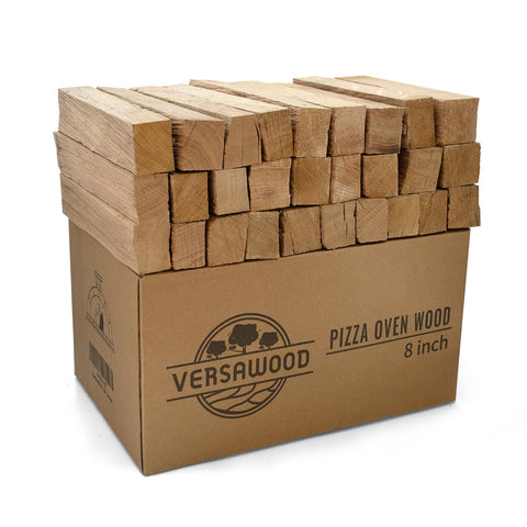 VERSAWOOD kiln-dried oak 8-inch log close-up for clean burning and authentic smoke flavor.