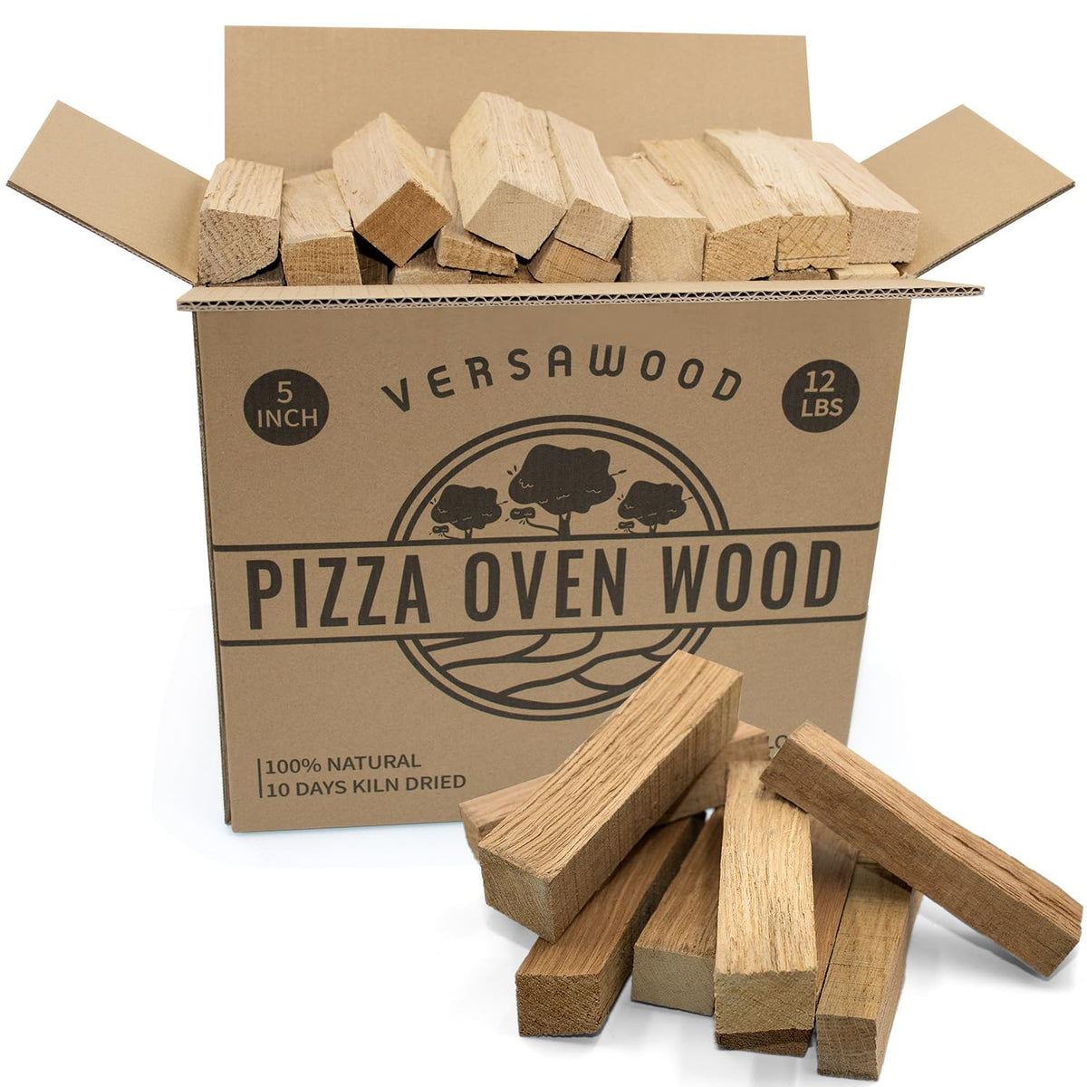 VERSAWOOD 5-inch barkless oak log for clean burning in ovens and grills.