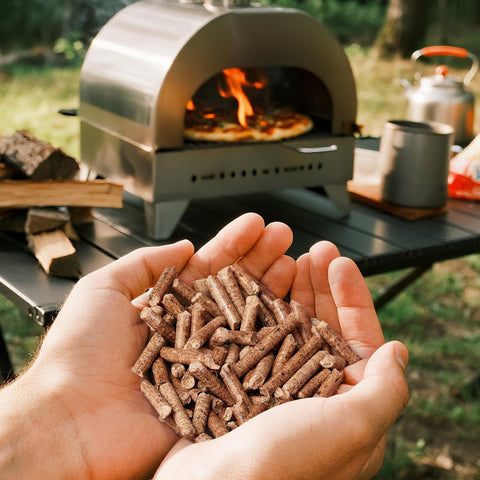 VERSAWOOD long-burn pellets providing steady heat for pizzas and grills