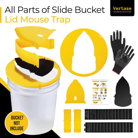 Vertaze 5-gallon bucket mouse trap fits kitchens, garages, gardens.