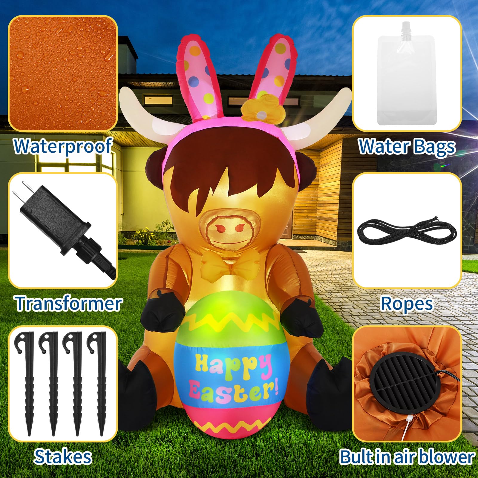 Vertintong Easter inflatable eggs provide bright accents for garden parties and hunts.