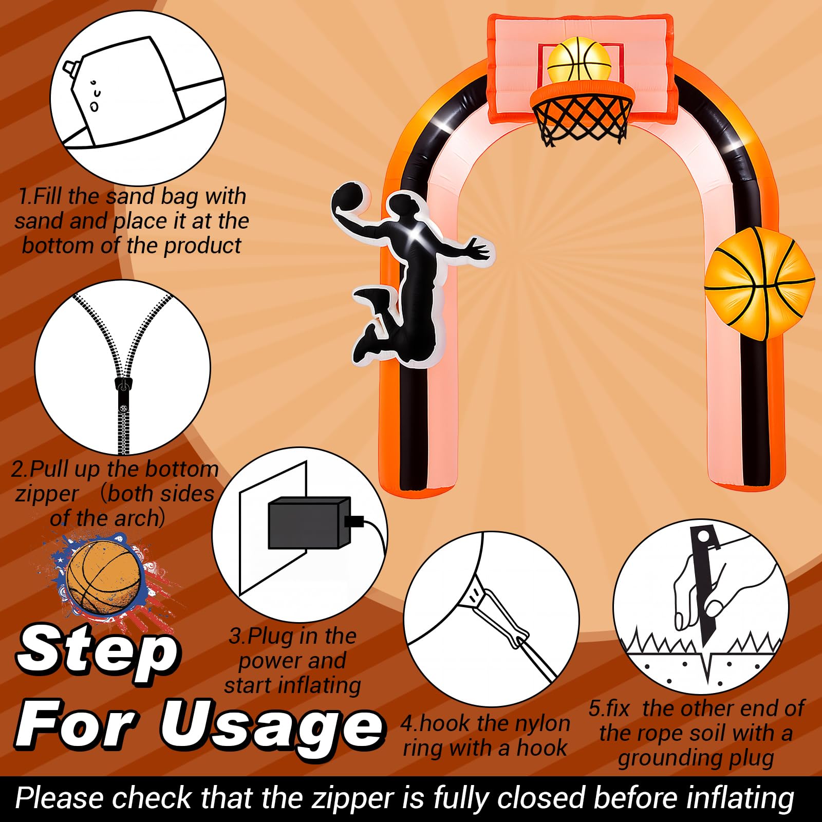 Vertintong giant basketball arch ideal for indoor or outdoor court entrances