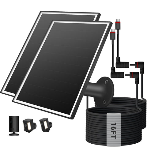 VERVERAY 2‑pack solar panel charging Ring camera in bright sun for continuous power