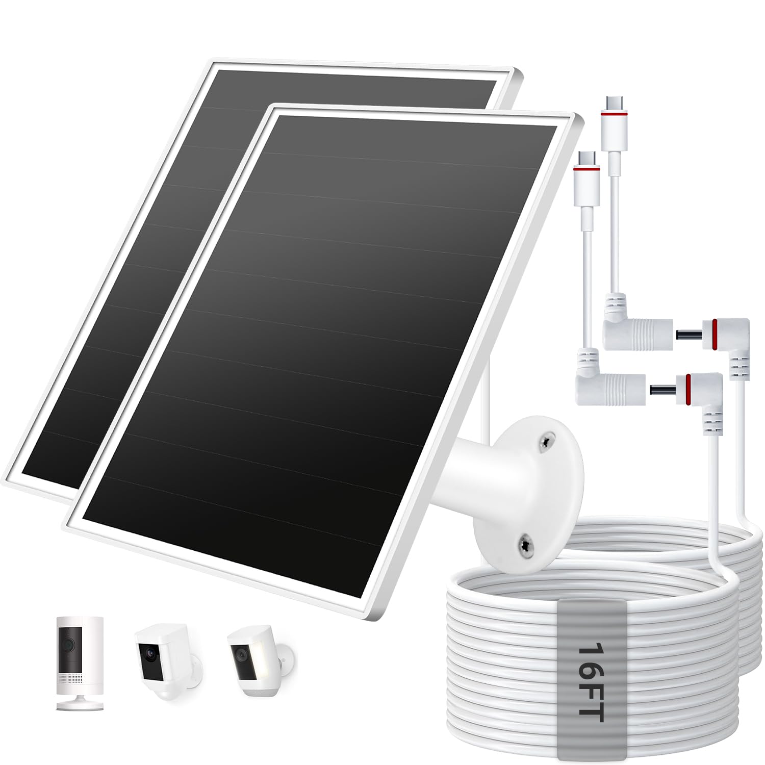 VERVERAY 2-pack solar panel; USB-C and barrel plug for outdoor charging.