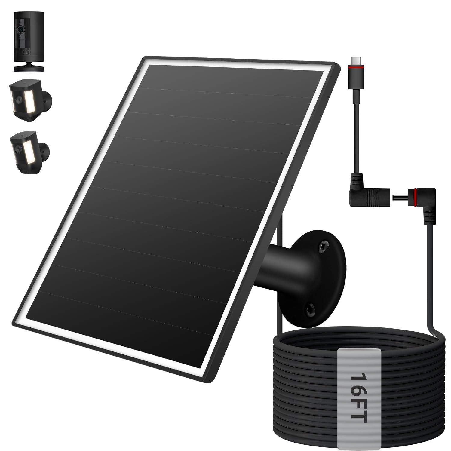 VERVERAY solar panel powers Ring cameras with reliable daytime charging.