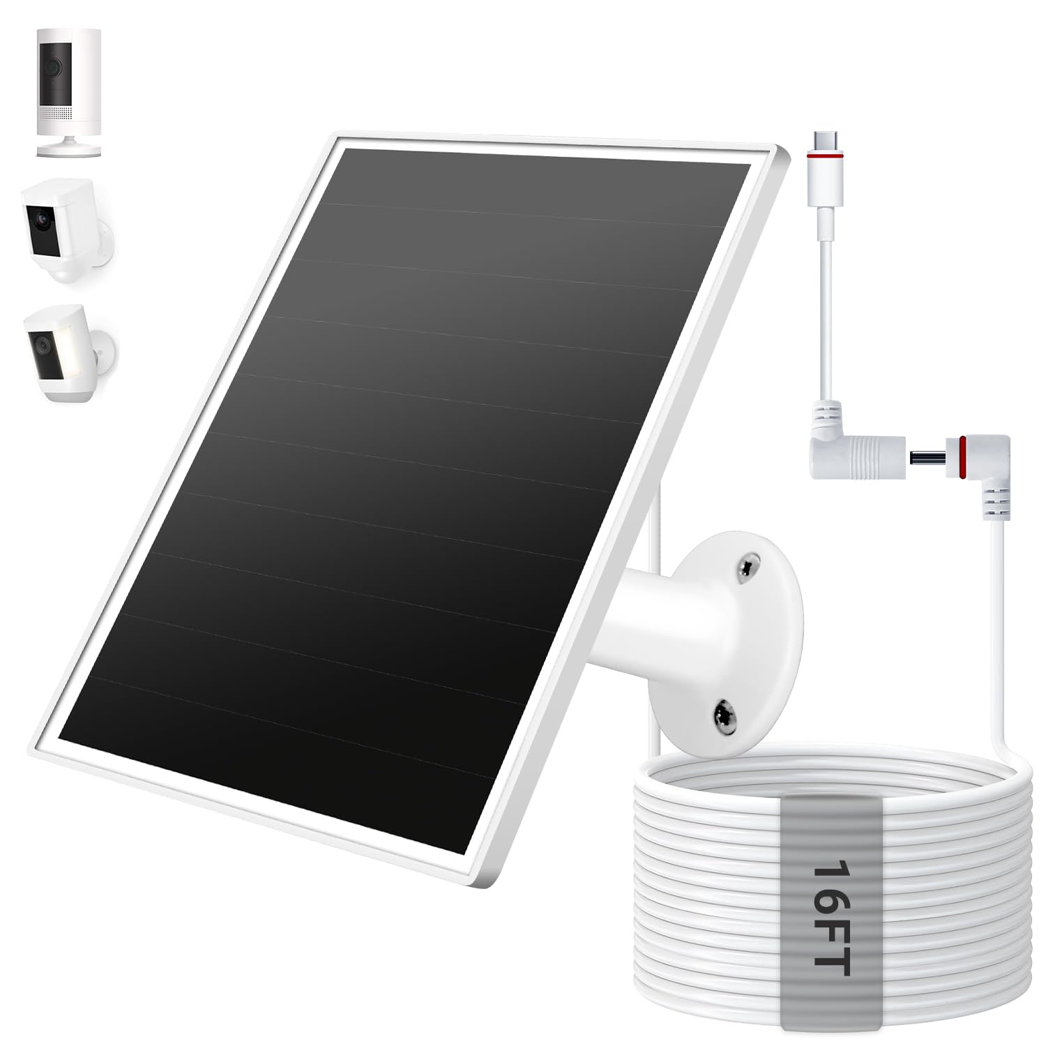 VERVERAY solar panel mounted on Ring Stick Up Cam for outdoor charging.
