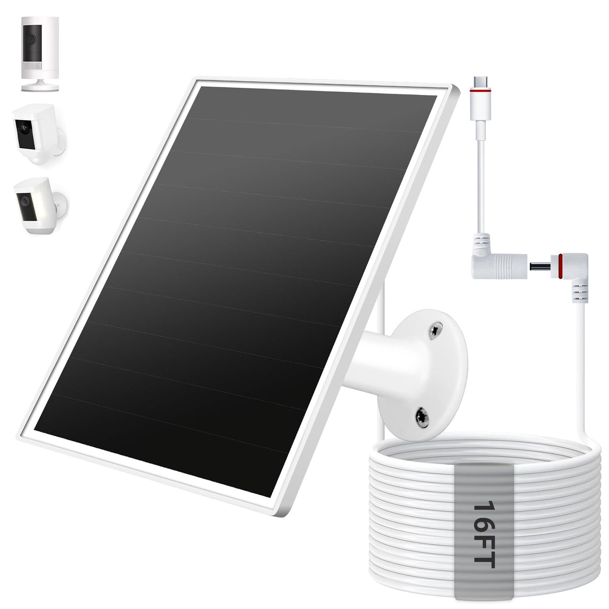 VERVERAY solar panel mounted on Ring Stick Up Cam for outdoor charging.