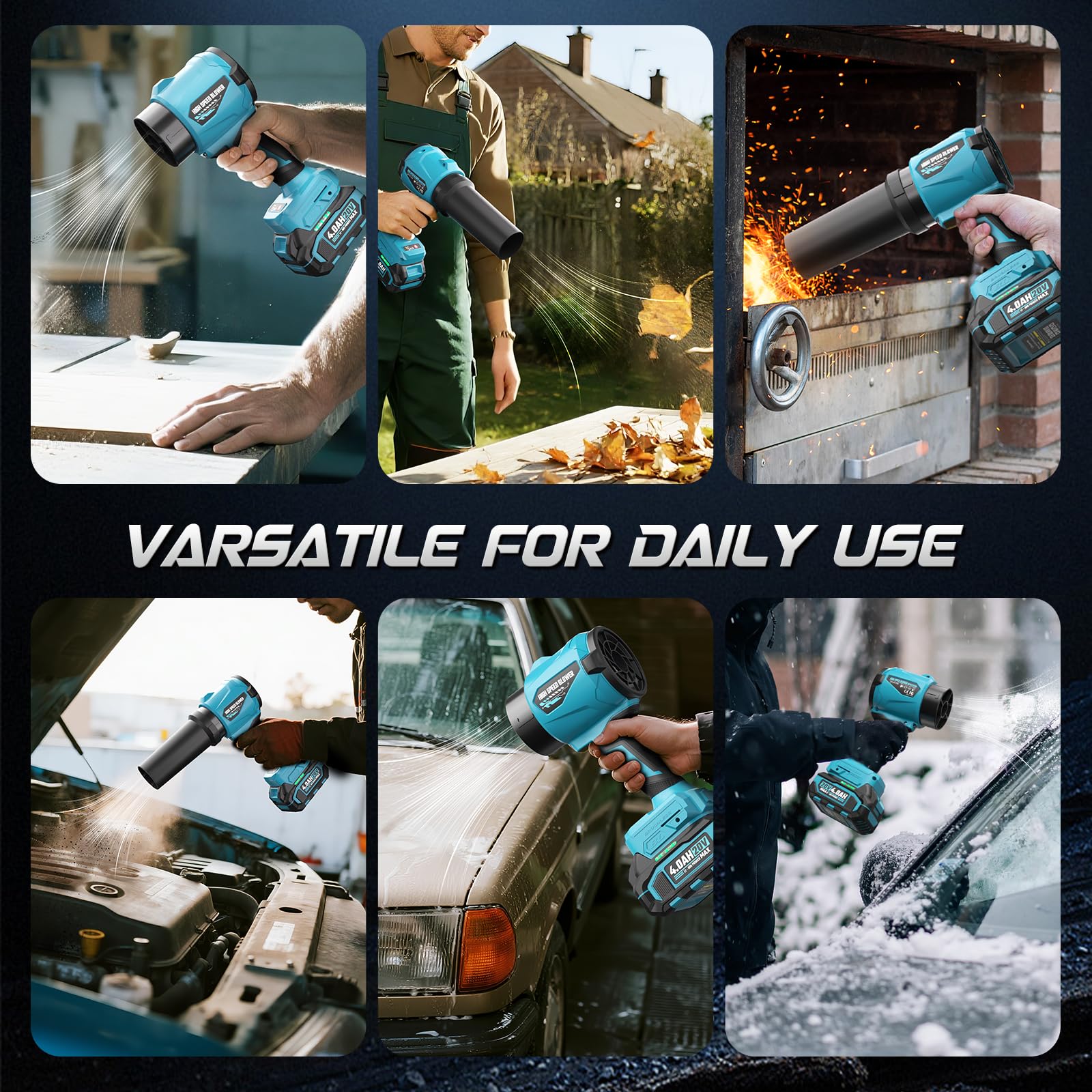 VerveWave leaf blower dual batteries for extended operation.