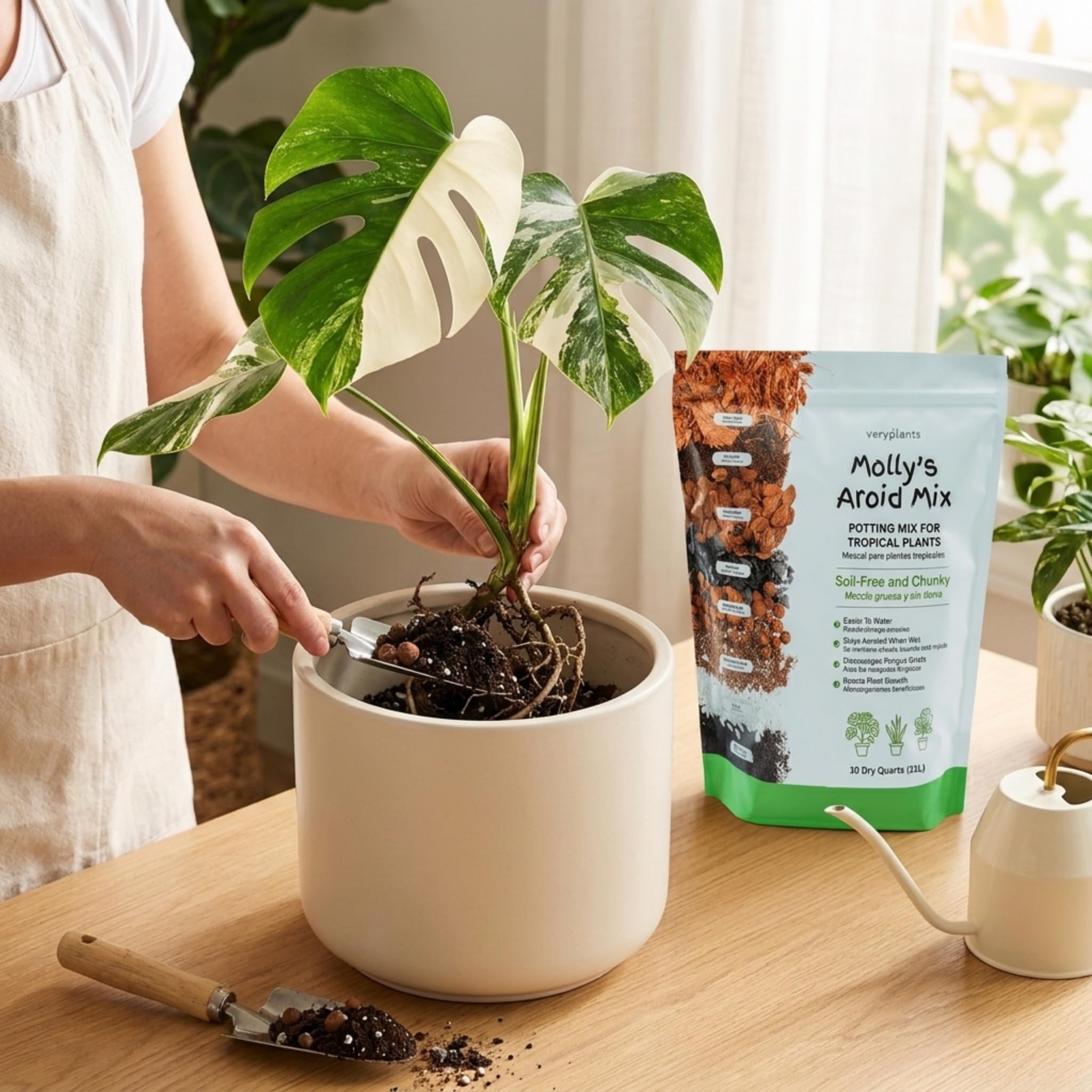 Veryplants Molly's Aroid Mix emphasizes gnat resistance for tidier houseplant care.