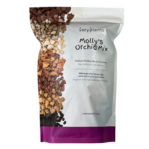 VeryPlants Molly's Orchid Potting Mix bag front shows chunky, well-draining texture.