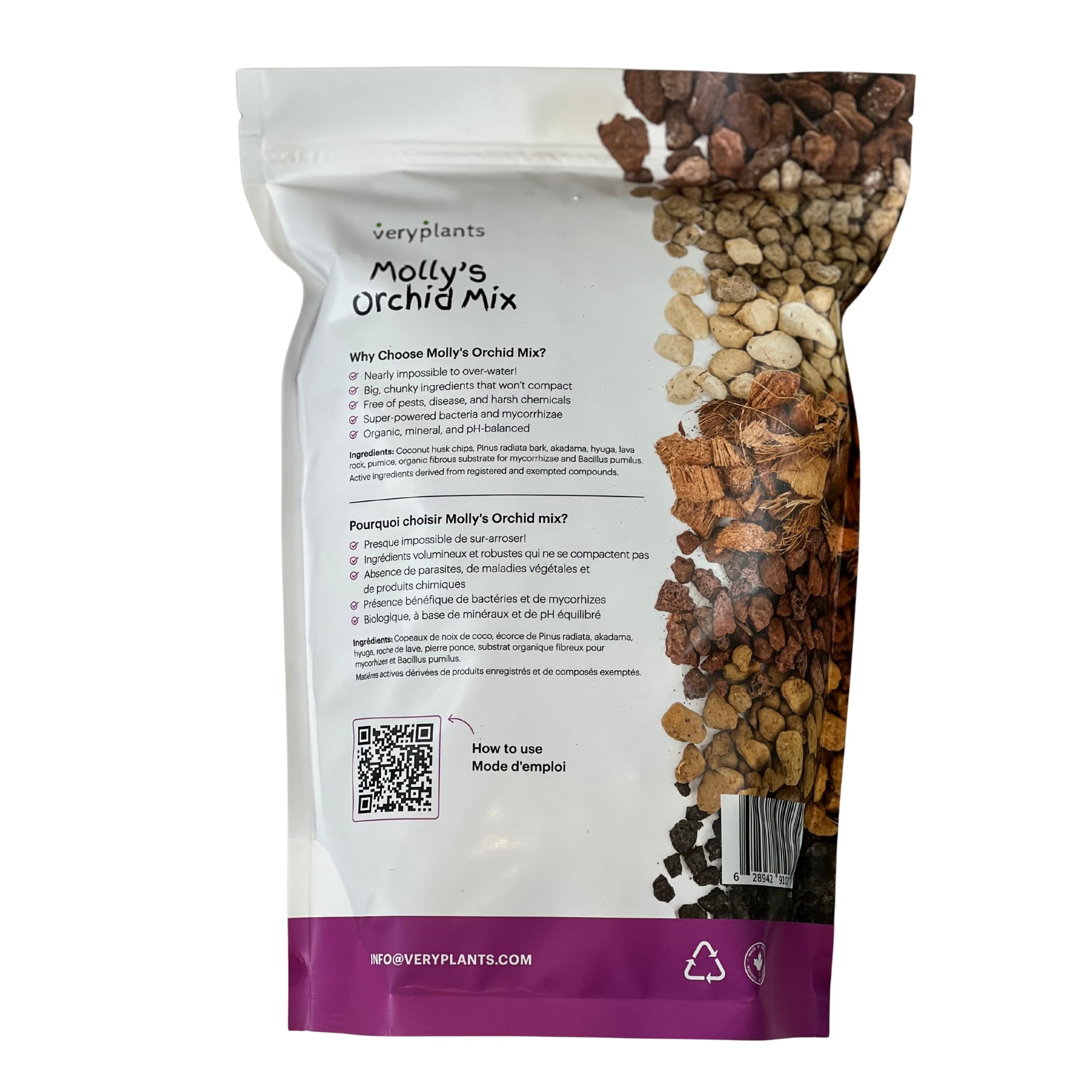 VeryPlants Molly's orchid mix packaging emphasizes freshness and recyclability.
