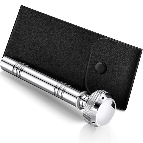 Vesici pocket holy water sprinkler with leather case for ceremonial blessings.