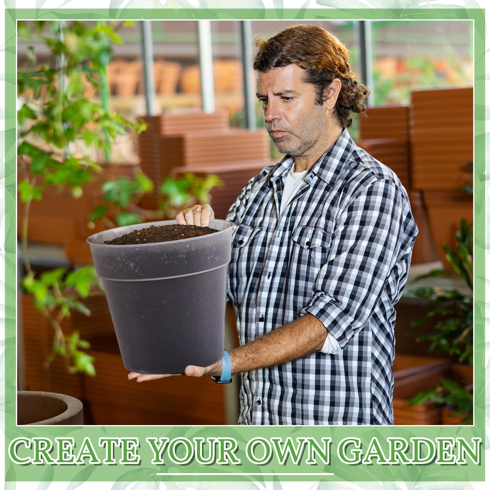 Vesici pack of six pots in multiple sizes enables versatile plant setups.