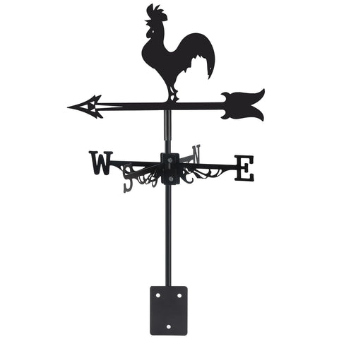VESTCDF rooster weather vane on the roof shows wind direction with rustic charm.