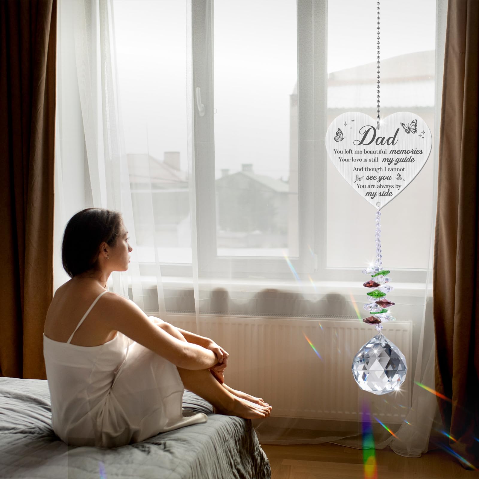 Vetbuosa bereavement gift crystal suncatcher offers a lasting tribute to loved dad.