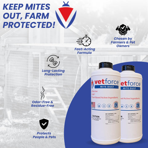 Vetforce Mite Dust is suitable for indoor and outdoor spaces, including basements and barns