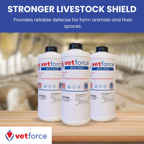 Vetforce Mite Dust is safe for pet enclosures and coops when used as directed