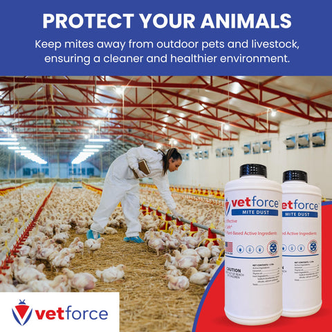 Vetforce Mite Dust provides protection against a wide range of pests