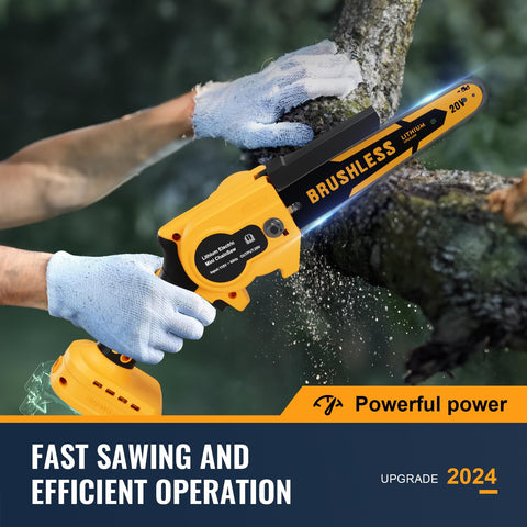 Vetoper cordless chainsaw with Dewalt battery compatibility for quick setup.