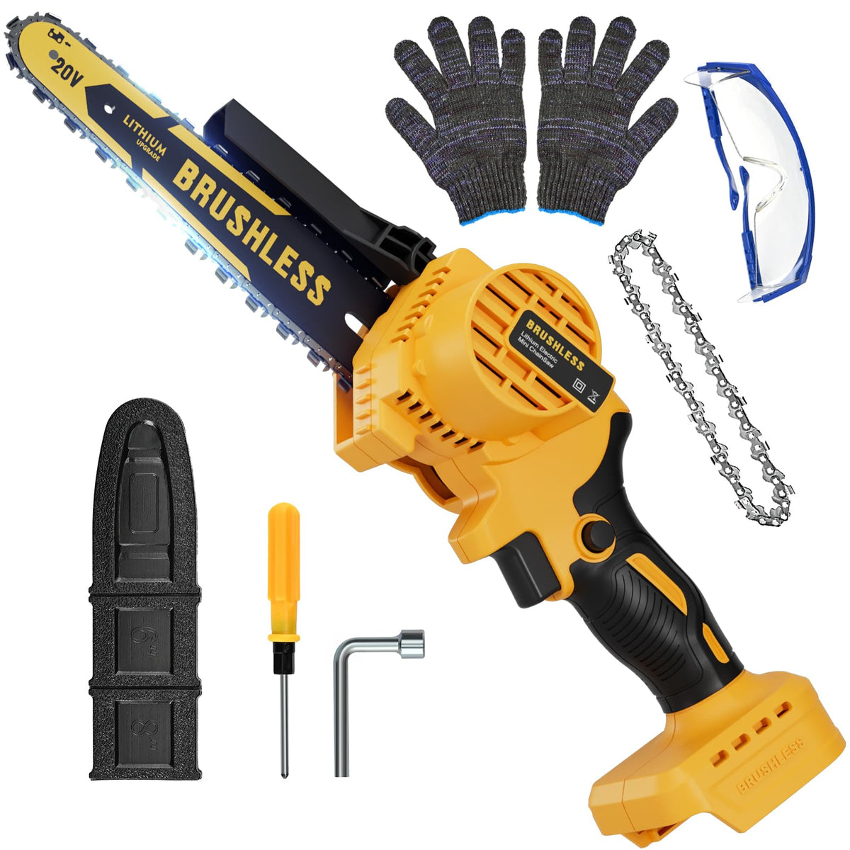 Vetoper cordless mini chainsaw in action cutting tough wood with swift precision.