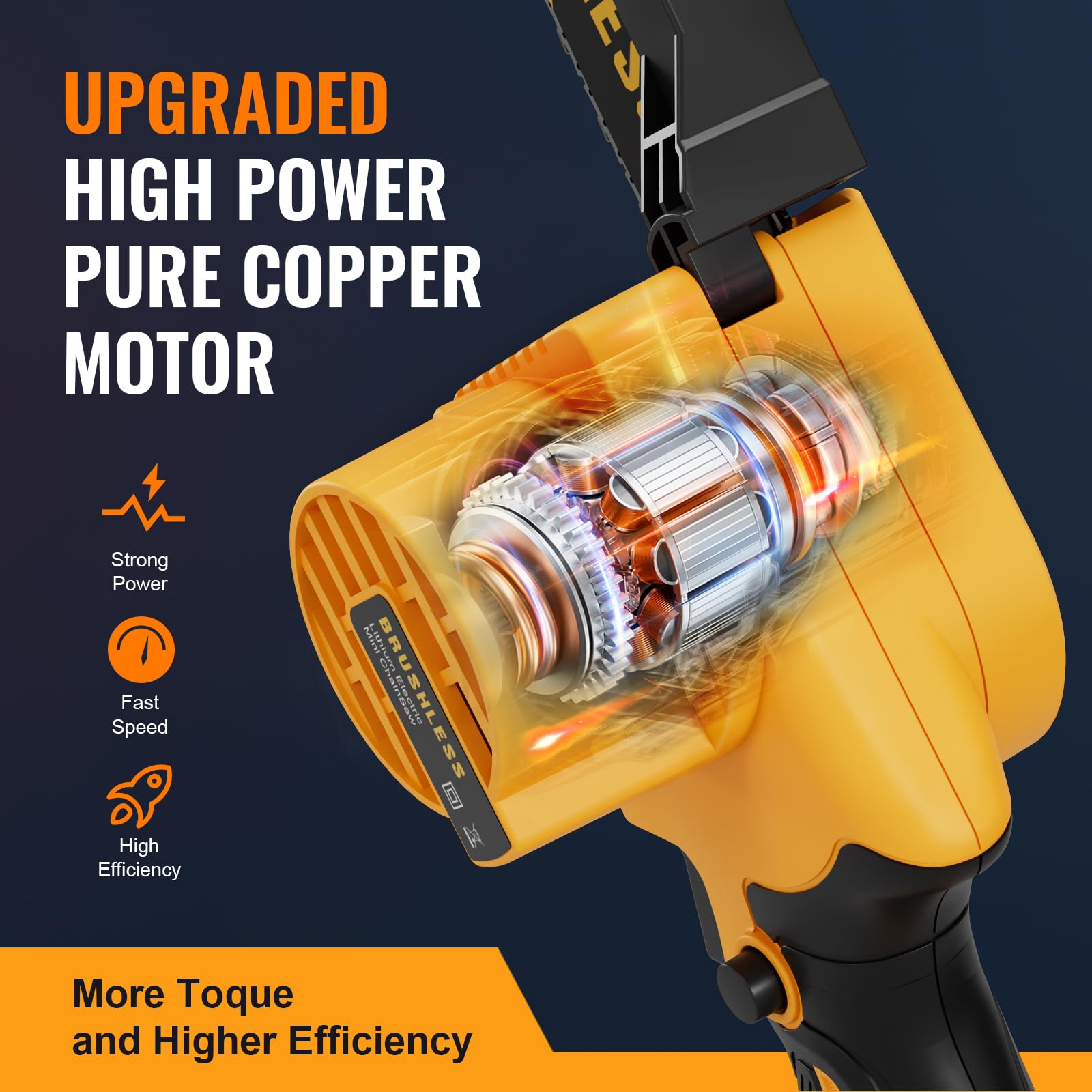 Vetoper lightweight cordless chainsaw at 2.1 pounds for comfortable use.