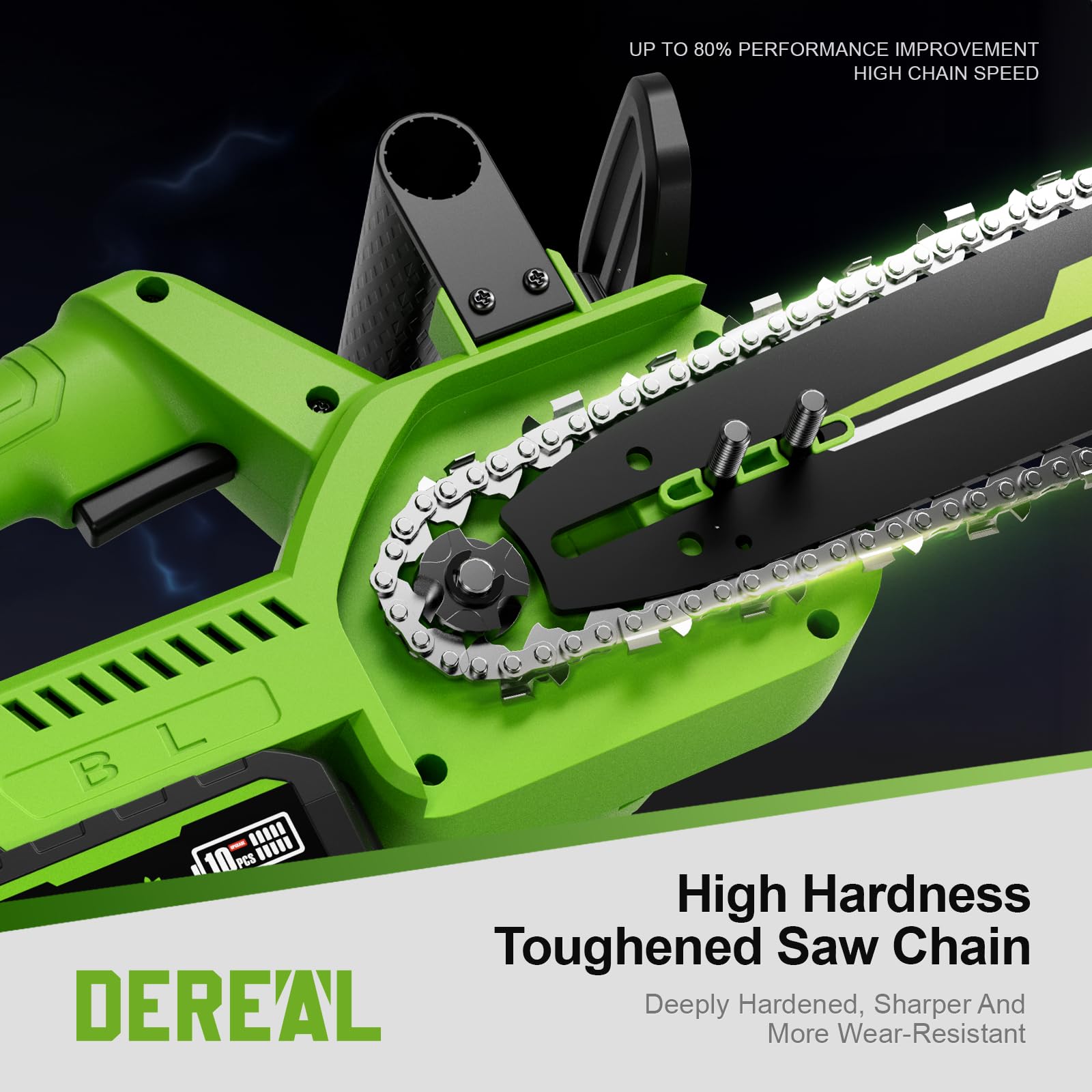 Vetoper tool-free chain tensioning simplifies quick maintenance.