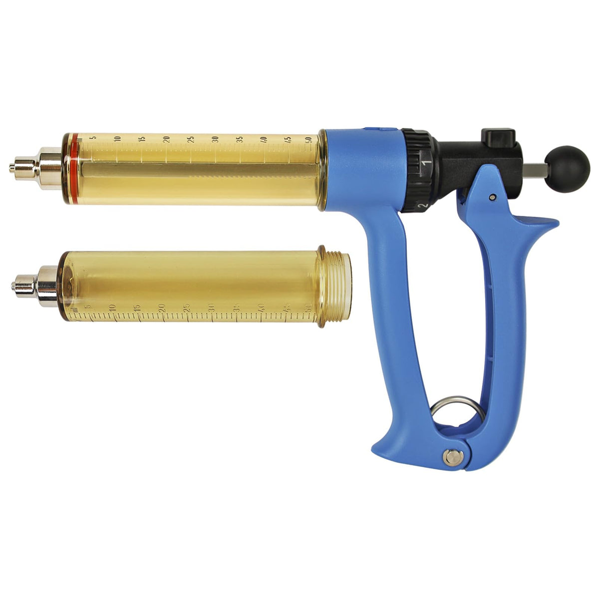 VET.PLUS 50ML syringe with two tubes for efficient repeat dosing on farms.