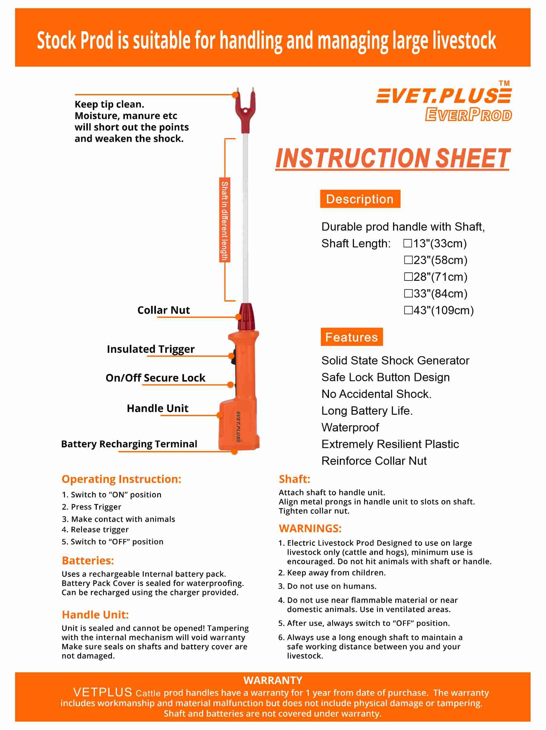 VET.PLUS cattle prod complete unit ready for field readiness and performance.