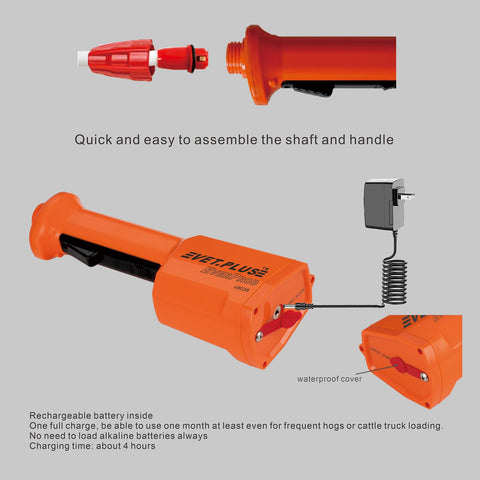 VET.PLUS cattle prod removable shaft for flexible transport and cleaning.