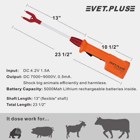 VET.PLUS cattle prod waterproof housing withstands rain and moisture.