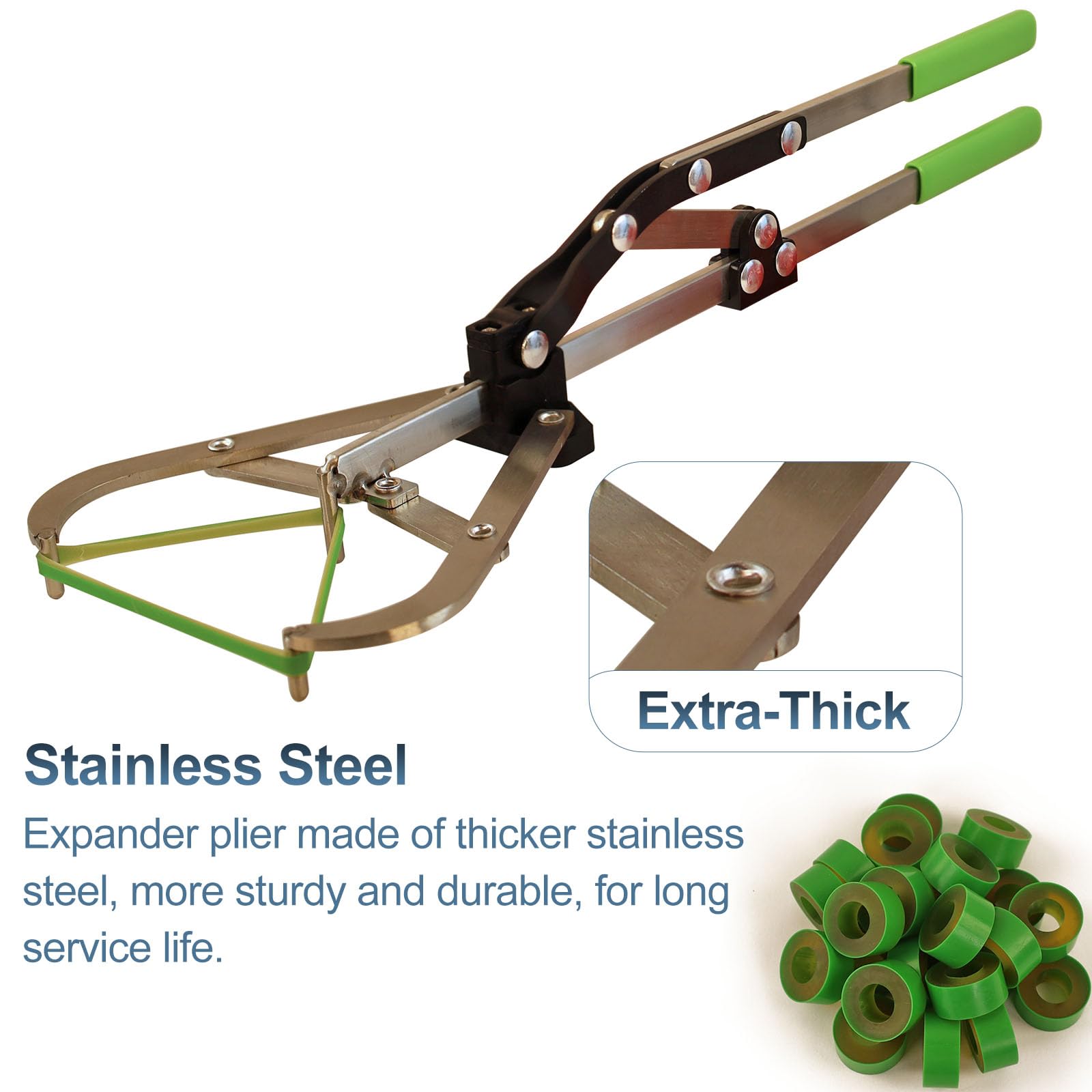 VET.PLUS stainless steel bander with longer handle for easier operation.