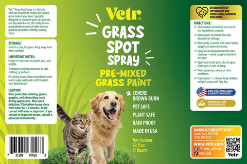 Vetr Dog Repair Grass Paint before-after lawn transformation view.