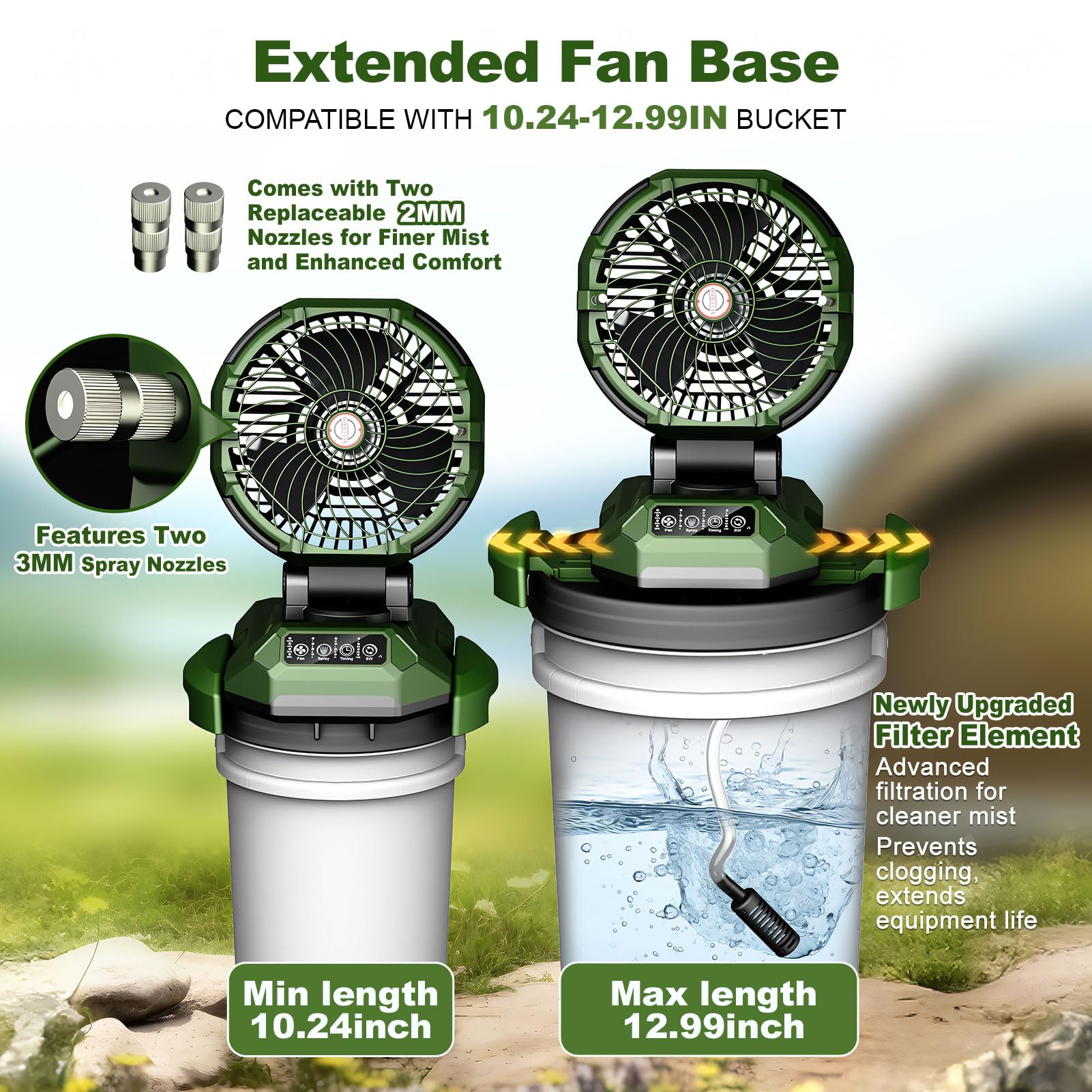 Veubew misting fan 30000mAh battery supports long outdoor sessions.