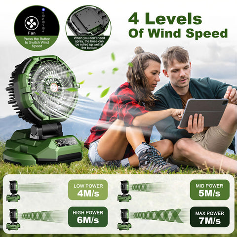 Veubew misting fan extended base enables stable use with larger buckets.