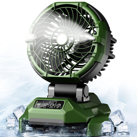 Veubew portable misting fan front view cools outdoor spaces with strong airflow.