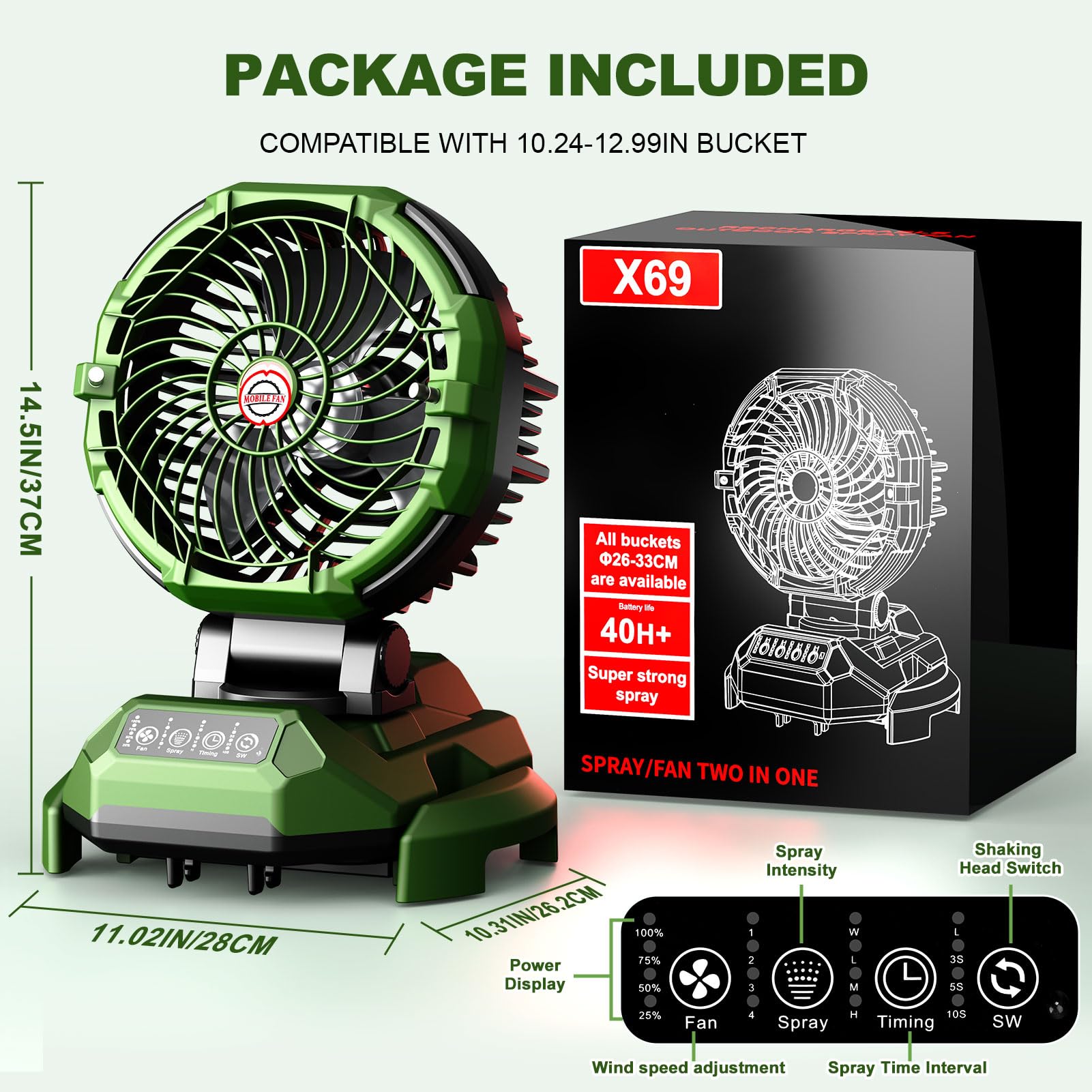 Veubew misting fan upgraded filter element protects spray purity.