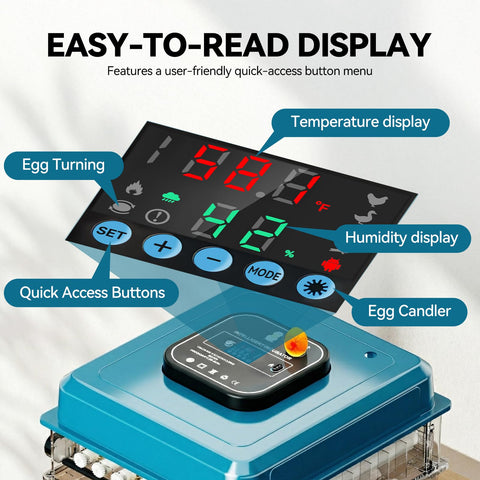 Vevitts incubator adjustable tray setup fits chicken, duck, goose, and quail eggs.