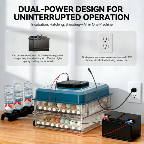 Vevitts incubator built-in egg candler helps monitor embryo development.